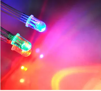 1000PCS 5mm pilna krāsu LED RGB (sarkans/zaļš/zils Kopēju Katodu/Anoda Četras kājas pārredzamu izcelt krāsu gaismas diode krāsains