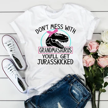 Dont Sajaukt ar Grandmasaurus Jūs Saņemsiet Jurasskicked T-krekls Smieklīgi Vecmāmiņa Krekls Humora Dinozauru Grafiskais Tee Vecmāmiņa t-veida Topi