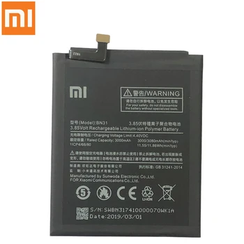 Oriģināls Xiaomi bn31 BN31 Akumulatoru Xiaomi Mi 5X Mi5X \ Redmi, Ņemiet vērā, 5.A 5.A pro Nekustamā 3000/3080mAh bn31