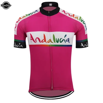 Rozā Velosipēdu jersey vīriešiem ar īsām piedurknēm ropa ciclismo bike wear jersey komandu velo apģērbs velo apģērbs maillot ciclismo mtb