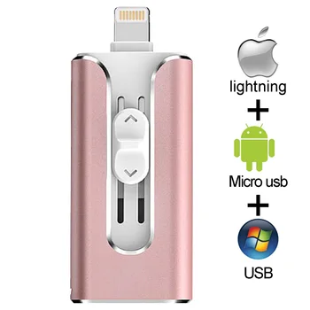 USB Flash Drive iPhone X/8/7/7 Plus/6/6s/5/SE/ipad 3 IN 1 Pen Drive Memory Stick 16GB 32GB 64GB, 128GB usb Pendrive