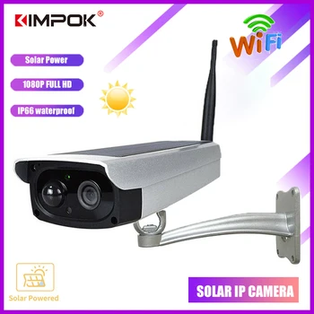 KIMPOK 1080P Saules Powered WIFI Kameru Baterijas būvēt Āra CCTV Drošības Kameras PIR Signāla Nakts Redzamības 64G SD Kartes Mākonis