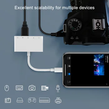 UTHAI C67 Zibens USB3.0 SD TF 3.5 MM Audio 5IN1 Adapter MicroUSB USB Card Reader, Iphone 6 7 8 11 X IOS13 Multi Pārvērst