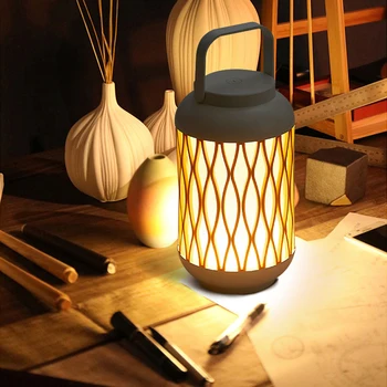 Ķīnas Retro Portatīvo Koksnes Graudu 3w Sveču Laternas Lampas LED Nakts Guļamistabu Mājas Apgaismes Uzlādējams Regulējamas ar USB maksas