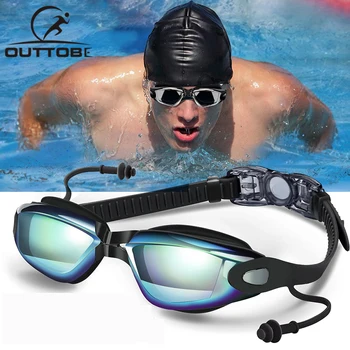 Outtobe Peldēšanas Brilles Peldēšanas Brilles Triatlona Iekārtas ar stikla & Clear Anti-Miglas Ūdensizturīgs UV 400 Aizsardzību Lēcas