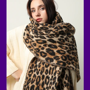 Dizaina ziemas bieza šalle sievietēm segu pušķis dāma šalles un wrap dzīvnieku leopards drukāt kašmira šalles pashmina foulard