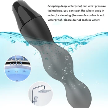Anālais sekss vibrators ūdensizturīgs silikona melns anālais sekss pievienojiet Vadu tālvadības pults 12 frekvences vibrācijas anālās rotaļlietas sieviete