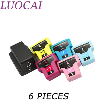 LuoCai jaunā 6X Saderīgs tintes kasetnes HP177 HP 177 C5140 C5150 C5180 D7145 D7155 D7160 D7163 D7345 D7355 C5183 C5185 Printeri