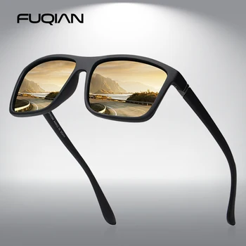 FUQIAN Brand Classic Laukumā Polarizētās Saulesbrilles, Vīriešu Vintage Plastmasas Spoguļi Saules Brilles Unisex Black Braukšanas Brilles UV400
