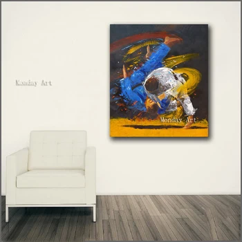 Lielformāta Eļļas Glezna spēku, prasmi DŽUDO attēlu Sienu mākslas audekls eļļas gleznas portreta bildes gleznu par dzīvojamā istaba