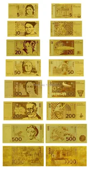 Vācija Zelta Banknošu Uzstādīt Tīra Zelta Pārklājumu 5.10.20.50.100.200.500 1000 vācijas Marka Papīra Naudu UNC Rēķinu Dāvanu