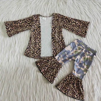 Jaciņa, Bērnu Apģērbs, Bērnu Modes Apģērbu Komplektus Ar Garām Piedurknēm Bell Grunts Bikses Camo Leopard Toddler Meitene Boutique Apģērbi