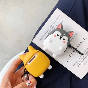 Mīksts Silikona Case For Apple AirPods cute Karikatūra kucēns Austiņas Gadījumā Aizsargājošu Segumu AirPod Gadījumā Uzlādes Lodziņā suns