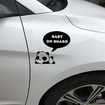 Auto Uzlīme Miega Panda Cute Karikatūra Auto Uzlīme BĒRNU UZ KUĢA Personības Decal Piederumi Ūdensizturīgs Melns/balts,15cm*14cm