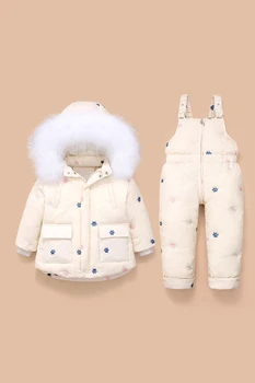 Jaunu Toddler Bērnu dūnu Jaka Uzvalks Baby Girl Mētelis+romper Apģērbu Komplekts Sabiezējumu 1-3 Gadi Bērnu Apģērbu krievu Ziemas Lodeszivs