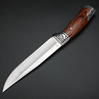 XUAN FENG jaunāko medību EDC nekustīgs nazis, 7Cr17Mov asmens koka rokturi kempings nazi, āra izdzīvošanas nazis rīks.
