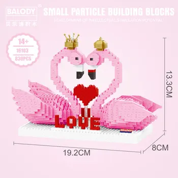 Balody 16103 Rozā Gulbis Putnu Mīlestības Sirds Dzīvnieku Valentine 3D Modelis DIY Mini Dimanta Bloki, Ķieģeļi Celtniecības Rotaļlieta Bērniem, kas nav Kaste