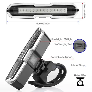 Velosipēds Astes Gaismas Ultra Spilgti Velosipēds Gaismas USB Uzlādējams LED Velosipēda Aizmugurējās Gaismas 5 Gaismas Režīmā priekšējie Lukturi ar Sarkans + Zils