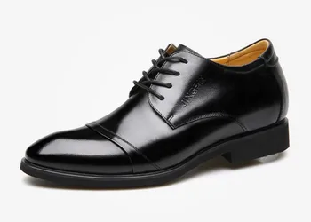 Cyabmoz Vīriešiem Augstuma palielināšana Biznesa Kleitu kurpes 6cm Oficiālu kāzu Kurpes Mežģīnēm līdz Pusei Govs Split Āda Lifts Cilvēks Apavi