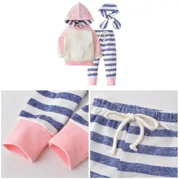 Bērniem 3Pcs Apģērbu Komplekts Baby Toddler Meitene Apģērbs Izdrukāt pelēkā vārna Augšu T Krekls, Bikses, Cepure, YH-17