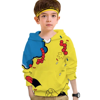 Smieklīgi Simpson Unisex pelēkā vārna 3D Zēnu drēbes Draugiem Tv Rādīt Drukas garām Piedurknēm Grafiskais top bērnu sporta Krekls Jaka Jaunums
