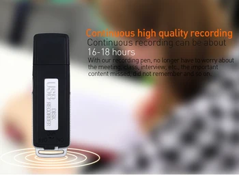 16GB Metāla Digitālais Diktofons Balss Aktivizēta USB Pen Drive Balss Ierakstīšana, izmantojot Divus Slotus PC Xiaom Android Viedtālrunis