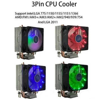 Atbalsta X79 X58 pamatplati 90mm 3Pin CPU Cooler 2 siltuma caurules, radiatori, cpu ventilators Intel LGA775/1156/1155/1151/1366/2011
