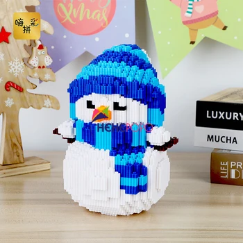 20cm Sniegavīrs Bloķēt 3426pcs 8061 Priecīgus Ziemassvētku Dāvanu Sniegavīrs 3D Modelis DIY Vidū Ķieģeļus Celtniecības Bloki Rotaļlieta Bērniem
