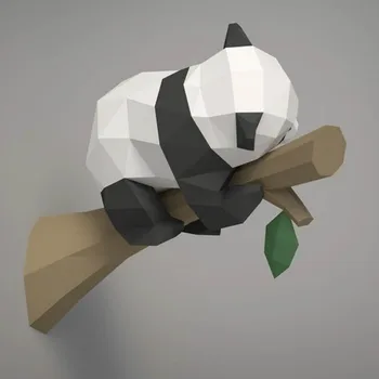 Jaunu 3D Papīra Paraugs Dzīvnieku Panda par Koku Ģeometriskā Origami Cute Papercraft Mājas Dekoru Sienu Apdare Izglītības Bērniem Rotaļlietas