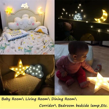 Jauki Mākoņa Mēness Zvaigzne LED 3D Gaismas Nakts Gaisma Bērniem Dāvanu Rotaļlietas Baby Bērnu Guļamistaba Tolilet Lampas Apdare, Iekštelpu Apgaismojums