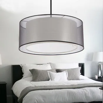 Mūsdienu vienkāršas droplight dinning dzīves gultas vietas guļamistaba auduma lustras gaismas lampa apaļa cilindra audums auduma karājas lampas gaismas
