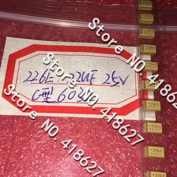 100PCS/DAUDZ SMD tantala kondensators 226E 22uf 25v C 6032 10% drosmi dzeltena polar kondensatori