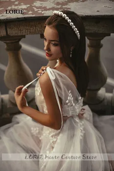 LORIE Tilla Boho Kāzu Kleitas Ar 3D Mežģīņu Kāzu Kleita Līnijas Sexy V Kakla Elegants Princese Kāzu Kleita Plus Size