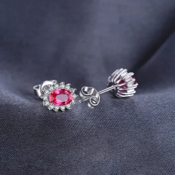 JewelryPalace Diana Izveidots Rubīns Stud Auskari 925 Sterling Sudraba Auskari Sievietēm Dārgakmeņiem, Korejiešu Earings Modes Rotaslietas