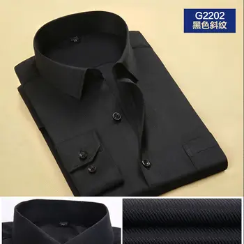 MFERLIER vīriešu rudens garām piedurknēm kleita krekli liela izmēra 7XL 8XL 9X 10XL 14XL smart casual cilvēks stabilu uzņēmējdarbības melns zils krekls