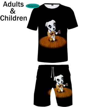 3D Dzīvnieku Šķērso Gadījuma T-krekls+Pludmales šorti vīriešiem sieviešu Apģērbs, Hip Hop, Vasaras Zēni Meitenes divdaļīga Cool Kids Kostīmi