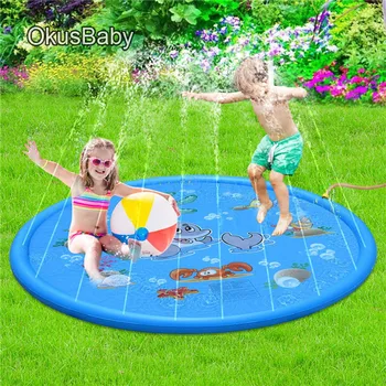 170cm Vasaras Jūras Piepūšamās Bērnu Āra Ūdens Spēles Spēlēt Pludmales Paklājiņš Izsmidzinātā Ūdens Zāliena Laistīšanas Pildītās Rotaļlietas Jautri, Lai Mazulis
