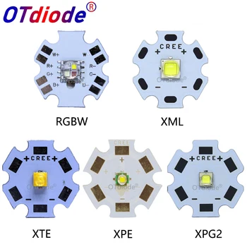 10PCS 3W 5W 10 W CREE XML XPE XPG XTE LED Silts whtie, BALTA, RGB High Power LED chip par 20mm PCB