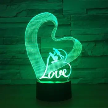 Mīlestība Sirdī 3D Nakts Gaisma LED Galda Lampa 3D Ilūziju, Lampas Romantiskā Puse Atmosfēru Lampas Kāzu Dekorēšana Sievas Dāvana