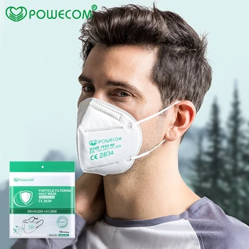 Powecom FFP2 Maska Ērti FFP2 Maskas Cilpiņu Stila FFP2 Sejas Maska PM2.5 Aizsardzības 95% Filtrācija, Sejas Maskas, Respiratori
