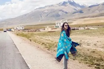 Tibetas Lakatu, Nepāla Saulespuķu Ilgi Pashmina Imitācija Kašmira Cape Pušķis Ziemas Šalle Sievietēm Ķīniešu Vintage Mujer Bufanda