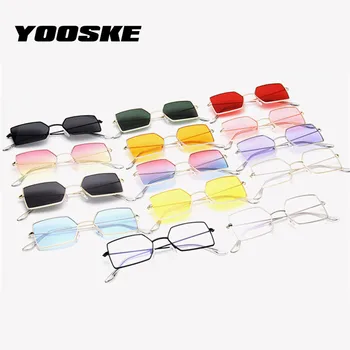 YOOSKE Vintage Taisnstūra Saulesbrilles Sieviešu Zīmola Dizainere Metāla Mazs Saules Brilles Vīriešu Brilles UV400