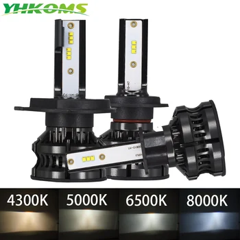 YHKOMS H4 Led 4300K ZES H1, H7 LED 5000K 8000K H8, H9 H11 9005 HB3 9006 HB4 H3 80W 16000LM Auto Lukturu Auto Miglas lukturi 12V 6500K