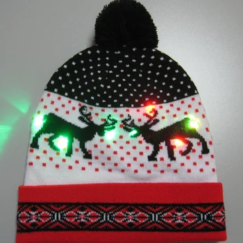 19Type LED Ziemassvētku Cepure Džemperis Adītas Beanie Ziemassvētku iedegties Adīta Cepure Dāvanu Mazulis Pieaugušo Ziemassvētku Puse Siltāks Klp