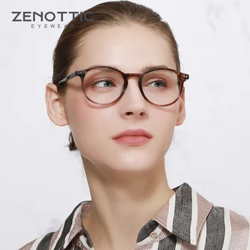 ZENOTTIC Retro Acetāta Optisko Tuvredzība Brilles Rāmis Sieviešu, Vīriešu Kārtas Anti Zilā Gaisma Pretbloķēšanas Recepte Briļļu Rāmji