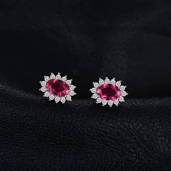 JewelryPalace Diana Izveidots Rubīns Stud Auskari 925 Sterling Sudraba Auskari Sievietēm Dārgakmeņiem, Korejiešu Earings Modes Rotaslietas