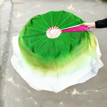360 grādu Klasiskās Salokāma Deju Ventilators Double-sided Zīda Lotus/Lotus Leaf Veida Slīpumā Divu Krāsu Deju Puses Ventilators