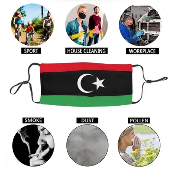 Mazgājams Unisex Pieaugušo Lībijas Karoga Mutes, Sejas Maska Anti Putekļu Aizsardzības Vāks, Respiratori Muti Purns