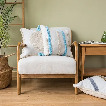 Austie kokvilnas diegu pušķis spilvendrāna mūsdienu vienkārši spilvendrāna biroja krēsla spilvens segums cojines decorativos para dīvāns