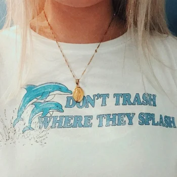 Kuakuayu HJN nemet, Ja Tie Splash Delfīni T-Krekls Tumblr Modes Dzīvnieku Glābšanas Saukli Tee Ikdienas Krekls ar Īsām Piedurknēm